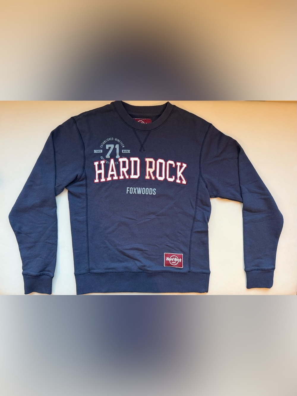 Hard Rock Cafe Navy Sweatshirt with Red-Trim Logo